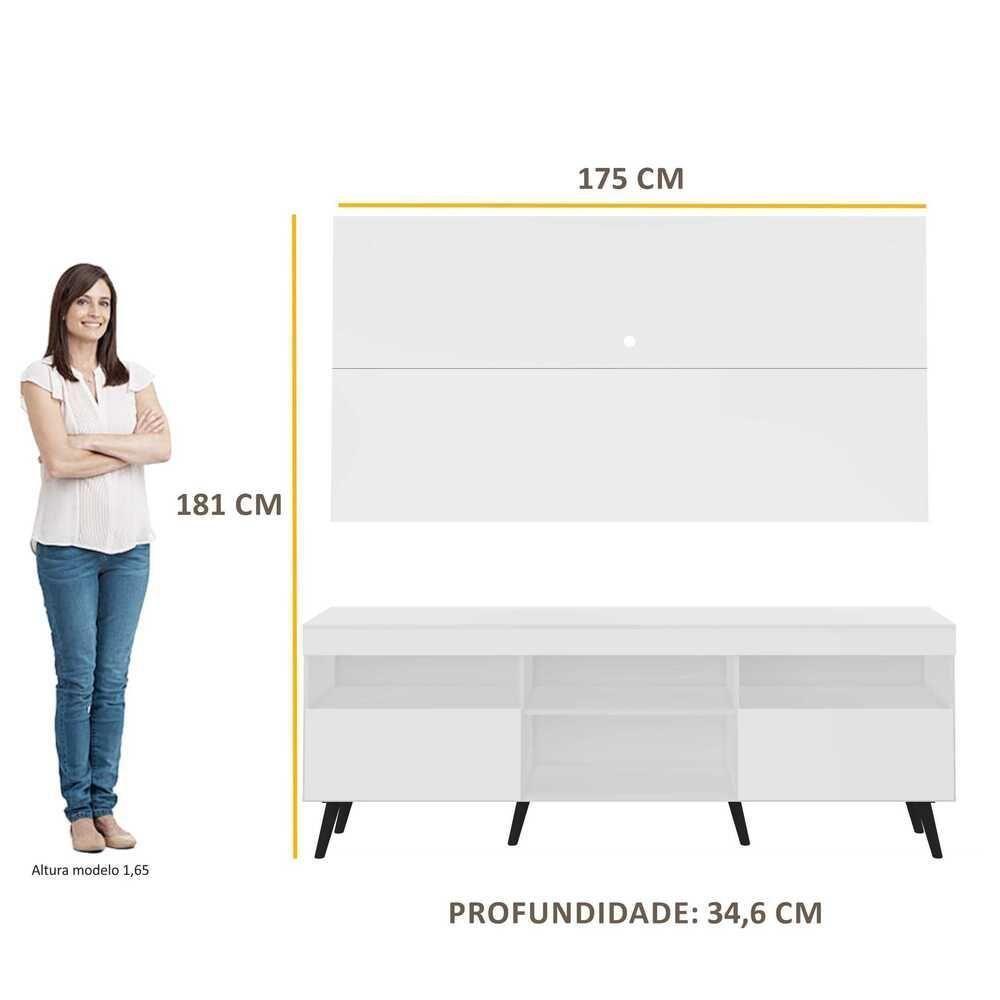 Rack Retrô Com Painel Para Tv Até 65´´ Flórida Fg3133 Branco/preto - 2