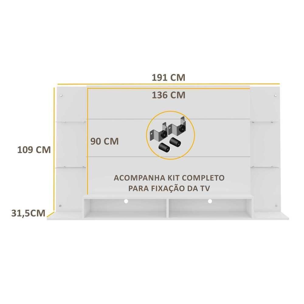 Painel com Suporte TV até 60" Nairóbi Branco Multimóveis - 6