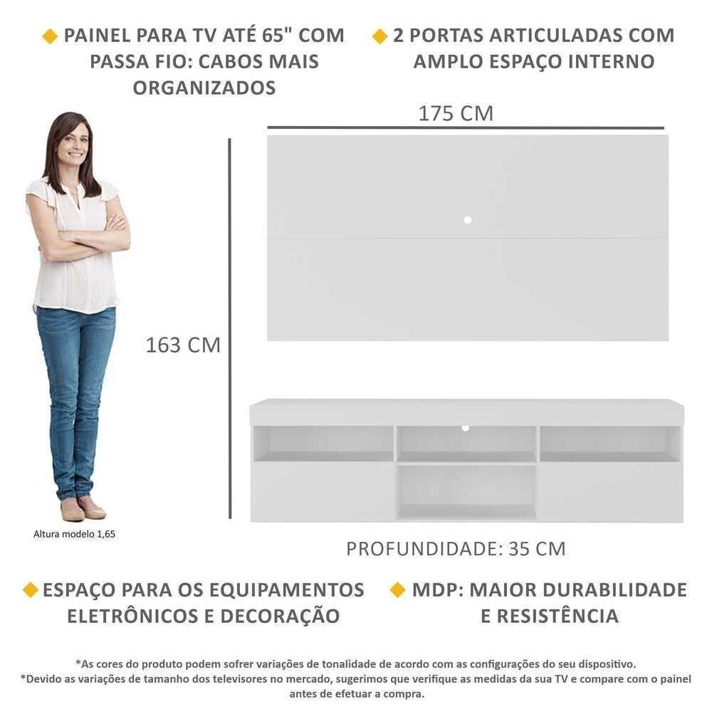 Rack Com Painel Tv 65" Holanda Br3059 Branco - 5