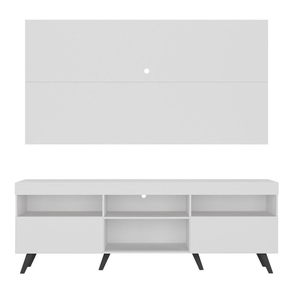 Rack C/ Painel Tv 65" Retrô Holanda Br3133 Branco Preto - 2