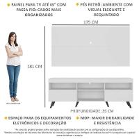 Rack C/ Painel Tv 65" Retrô Holanda Br3133 Branco Preto - 5