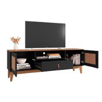 Rack Sala Esmeralda Para Tv Até 60 Polegadas Pés Em Madeira Preto/noce - 2