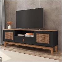 Rack Sala Esmeralda Para Tv Até 60 Polegadas Pés Em Madeira Preto/noce - 3