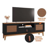 Rack Sala Esmeralda Para Tv Até 60 Polegadas Pés Em Madeira Preto/noce - 4