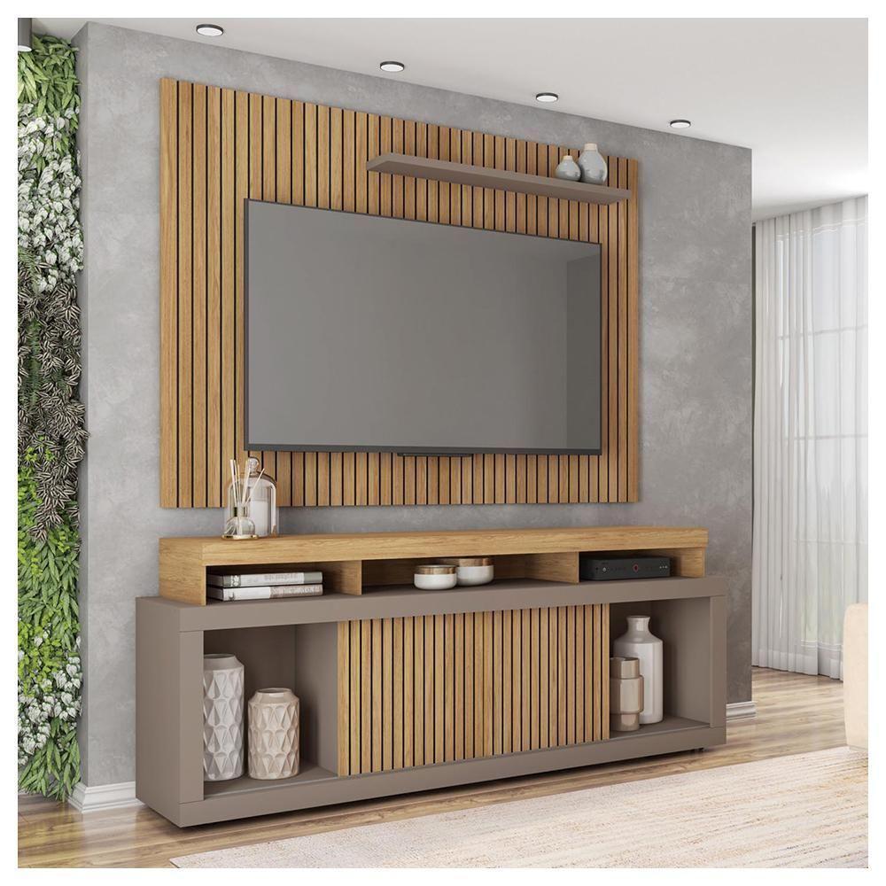Rack E Painel Para Tv Até 70 Polegadas Marrom Aegon Caemmun - 1