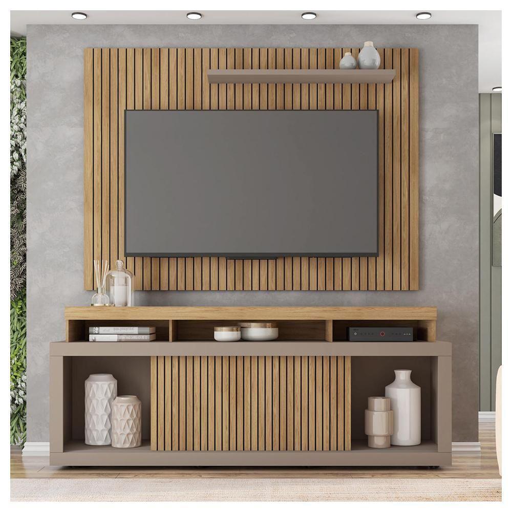 Rack E Painel Para Tv Até 70 Polegadas Marrom Aegon Caemmun - 5