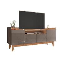Rack Para Tv Até 60" C/ Pés De Madeira Cinza Perola/Noce - 6