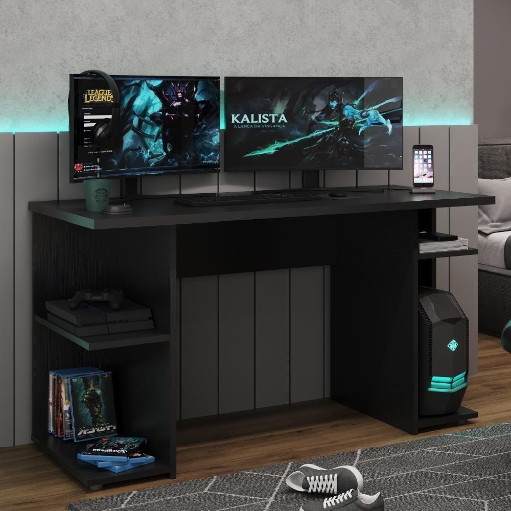 Mesa Para Computador Gamer Preto Carraro - 1