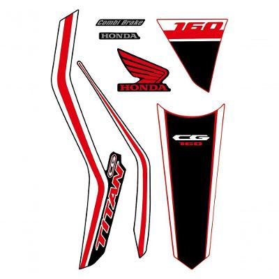 Kit Adesivo Faixa Protetor Cg Titan 160 Preto E Vermelho Ano 2018 A 2021