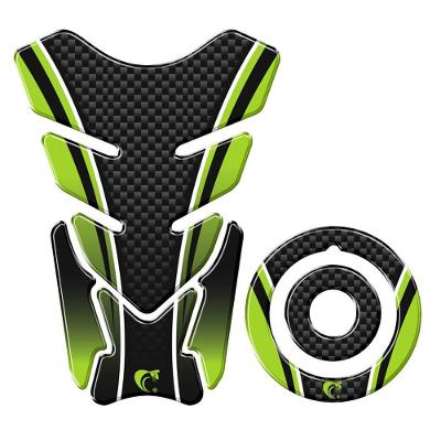 Adesivo Protetor Tanque E Bocal Moto Yamaha Carbono Verde
