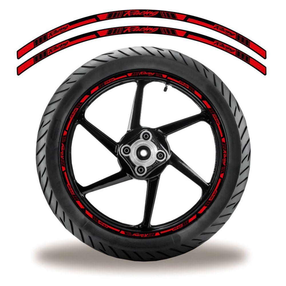 Friso De Roda Adesivo Refletivo Racing Vermelho E Preto - 1