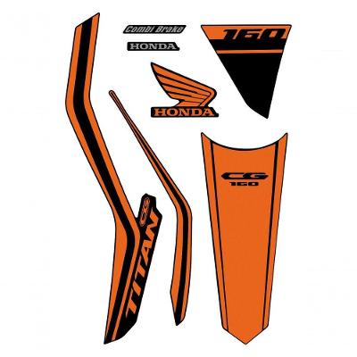 Kit Adesivo Faixa Protetor Cg Titan 160 Preto E Laranja Ano 2018 A 2021