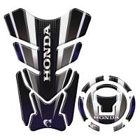 Kit Adesivo Resinado Protetor Tanque E Bocal Moto Honda Acima 2018 Azul Azul E Preto - 1