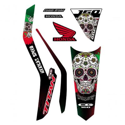 Kit Adesivo Faixa Protetor Cg Titan 160 Caveira Mexicana 2018 A 2021