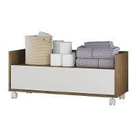 Balcão Banheiro com 1 Gaveta e Rodízios Rustic/Branco - 1