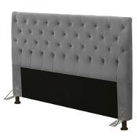 Cabeceira Cama Box Casal King 195cm Cristal Suede Cinza
