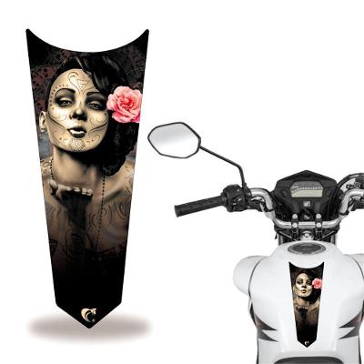 Adesivo Faixa Gravata Tanque Moto Caveira Cinza Preto