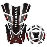 Kit Adesivo Resinado Protetor Tanque E Bocal Moto Honda Acima 2018 Vermelho Vermelho E Preto - 1