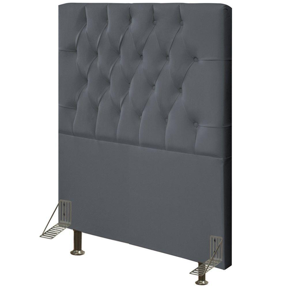 Cabeceira Cama Box Solteiro 90cm Diamante D10 Suede Cinza - 1