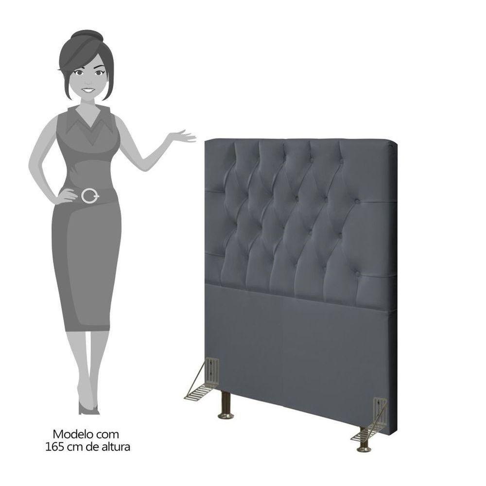 Cabeceira Cama Box Solteiro 90cm Diamante D10 Suede Cinza - 3