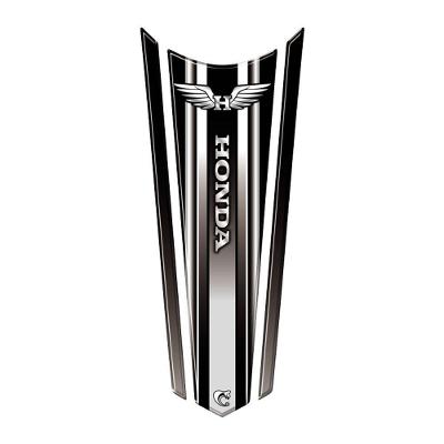 Adesivo Faixa Gravata Resinado Tanque Moto Honda Asa Preto Prata