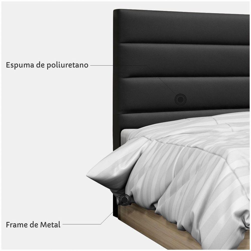 Cabeceira Quarto Casal Greta 140cm Corano Preto - 3