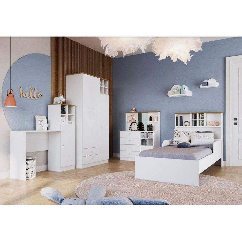 Cama Infantil Com Estante E Protetores 90 House Art In Móveis Branco - 4