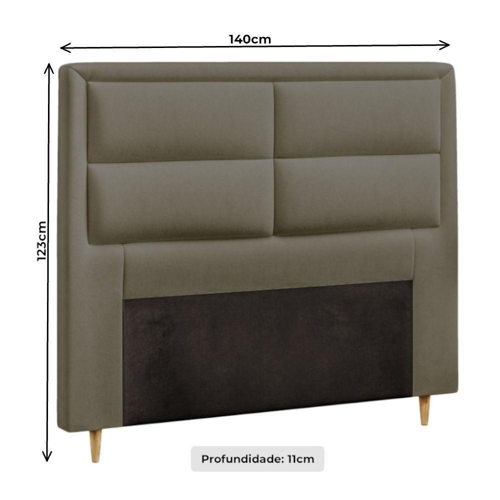 Cabeceira Casal Dobue Estoril 140cm Veloplus - Camurça - 2