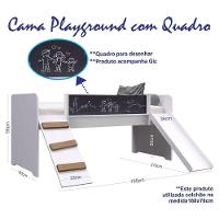 Cama Infantil Playground Com Escorregador E Quadro By710 Branco - 2