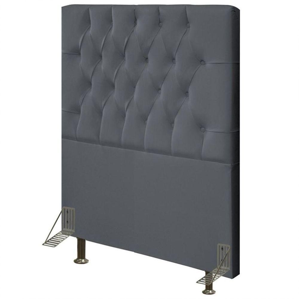 Cabeceira Cama Box Solteiro 90cm Diamante D10 Suede Cinza - 1