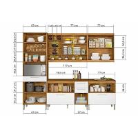 Cozinha Modulada Completa 5pçs 2 Balcões 2 Aéreos Paneleiro C5P26 Freijó/Branco - Nesher - 7