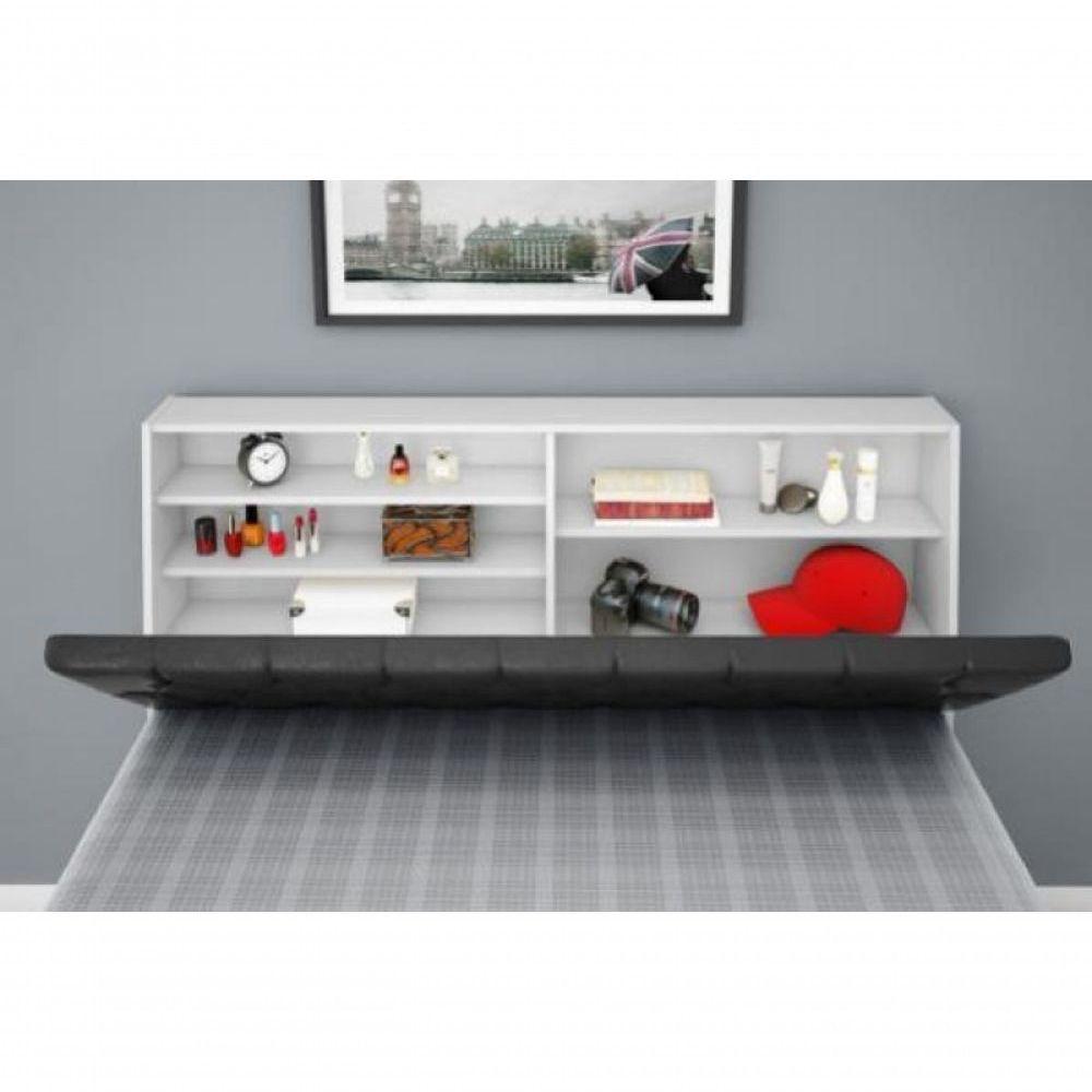 Cabeceira Box Casal Queen Isis Branco Com Capitonê Preto - 3