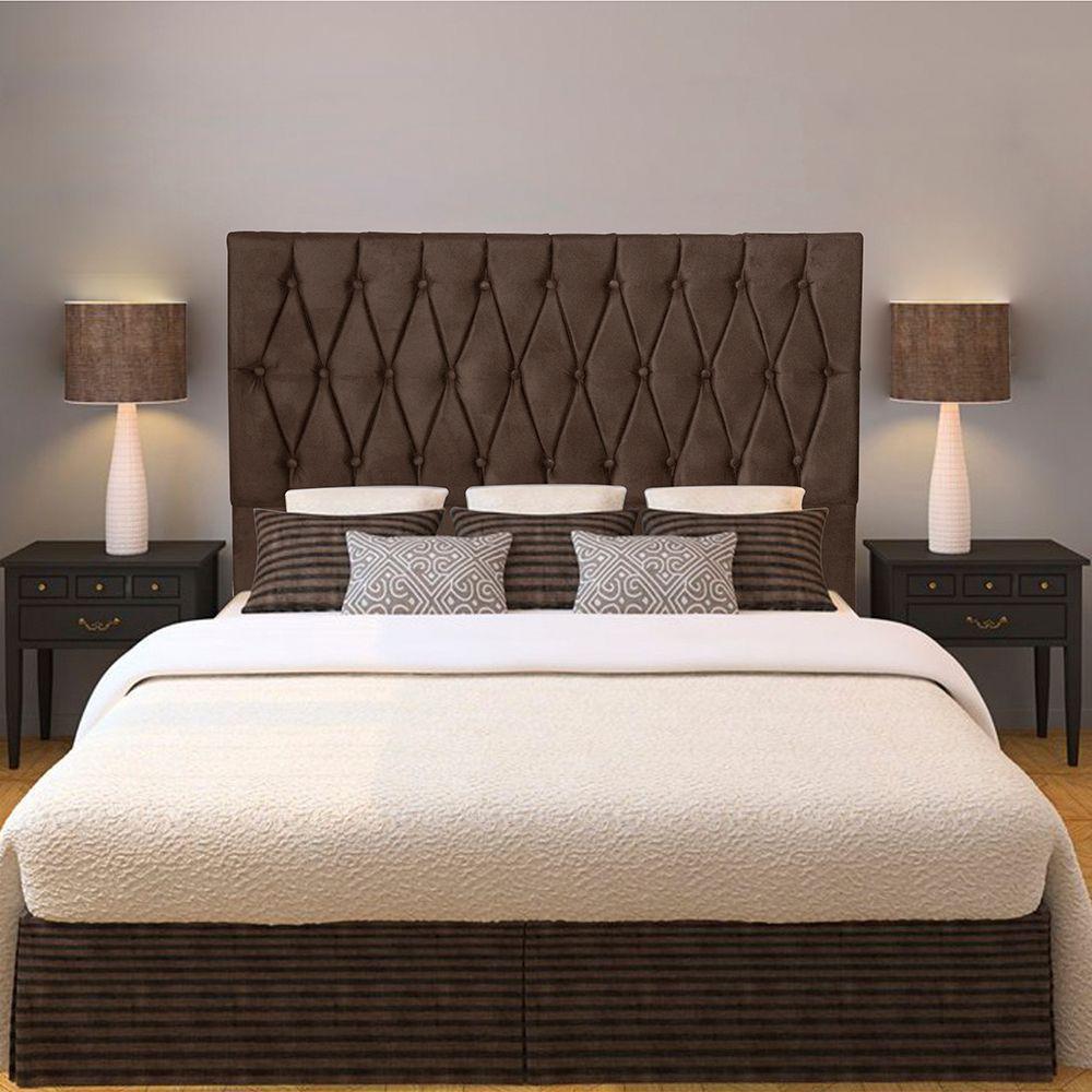 Cabeceira Casal 1,40M Paris Suede Marrom - 1