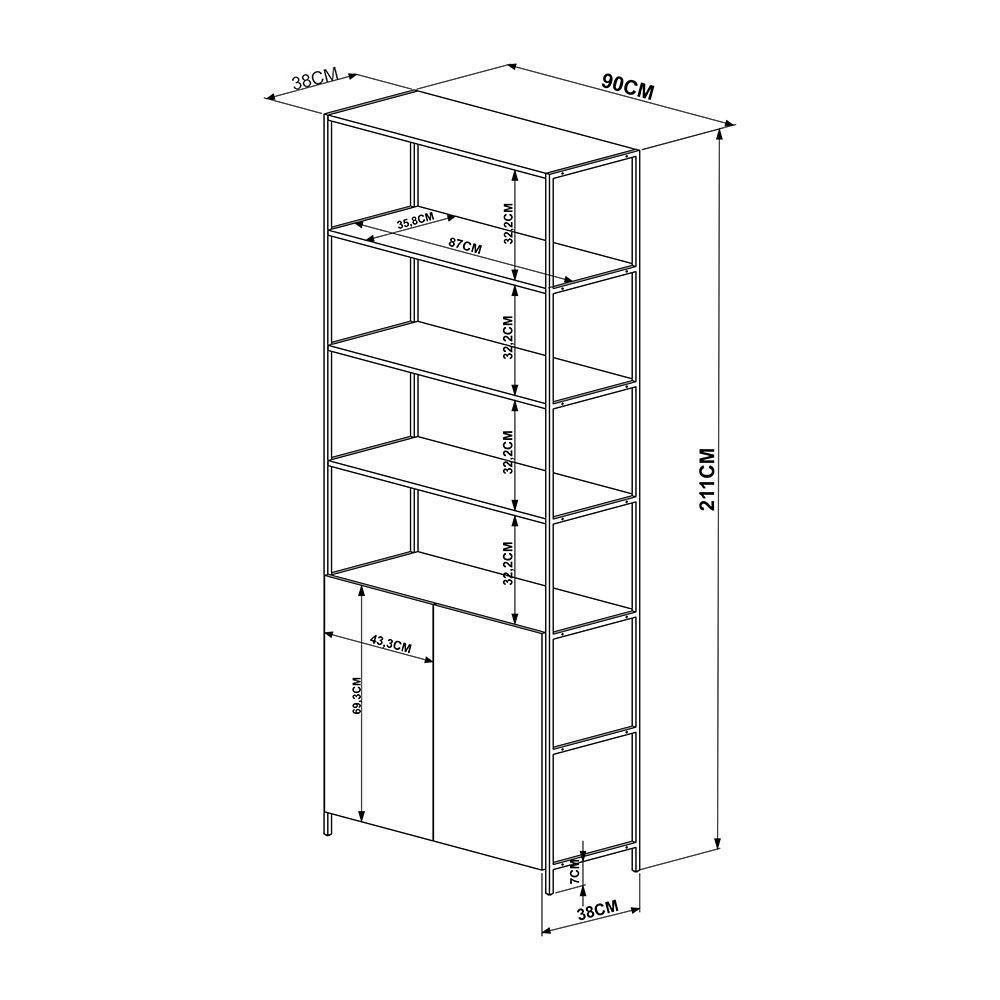 Estante Multiuso Steel Quadra 02 Portas Estilo Vermont - 4
