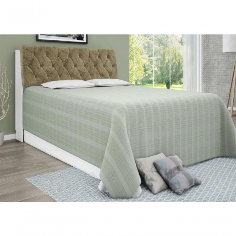 Cabeceira Box Casal Queen Isis Branco Com Capitonê Bege - 1