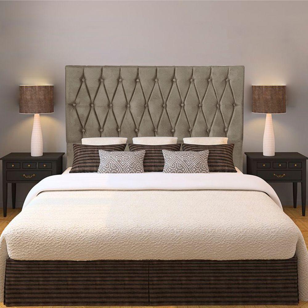 Cabeceira Casal 1,40M Paris Suede Bege - 1