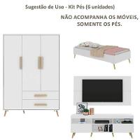 Pés Palito Retrô Kit Com 6 Unidades Multimóveis Natural - 4