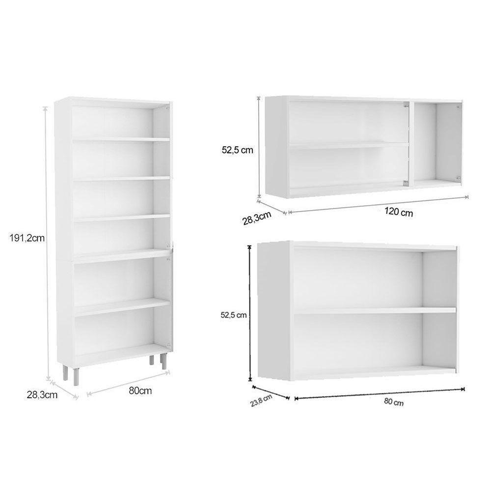 Cozinha Compacta Evidence 3 Peças (2 Armários + 1 Paneleiro) CPT53 Branco - Bertolini - 3