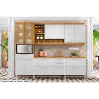 Cozinha Completa Burguesa Premium 5 Peças (2 Armários + 2 Balcões + 1 Paneleiro) C5p23 Freijó/branco - 2