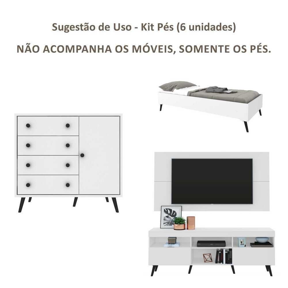 Pés Palito Retrô Kit Com 6 Unidades Multimóveis Preto - 4