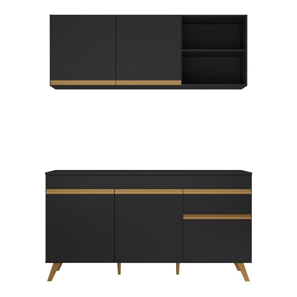 Cozinha Compacta Veneza Gb Mp2079 Com Armário E Balcão Preta - 5