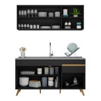 Cozinha Compacta Veneza Gb Mp2079 Com Armário E Balcão Preta - 1