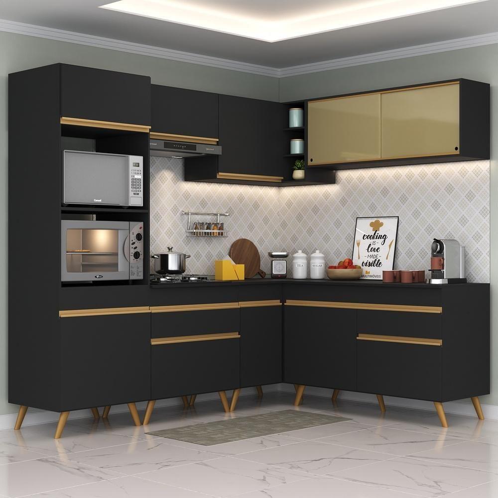 Cozinha Completa De Canto Veneza Gb Mp2064 Com Armário E Balcão Preta - 7