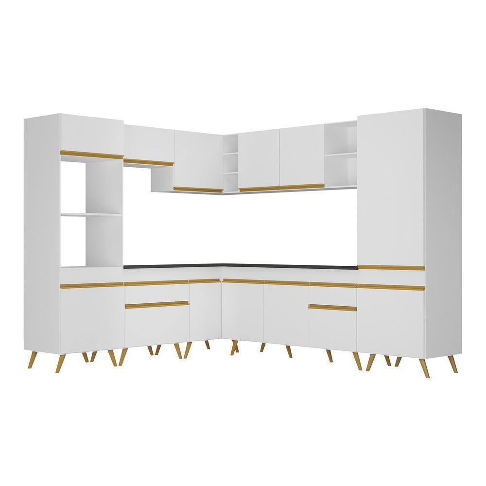 Cozinha Completa De Canto Veneza Gw Mp2046 Com Armário E Balcão Branca - 1