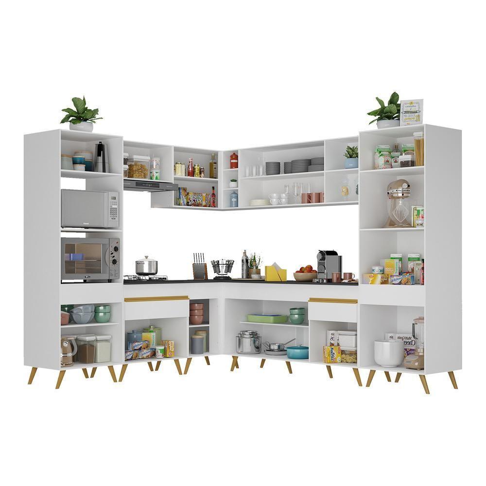 Cozinha Completa De Canto Veneza Gw Mp2046 Com Armário E Balcão Branca - 3