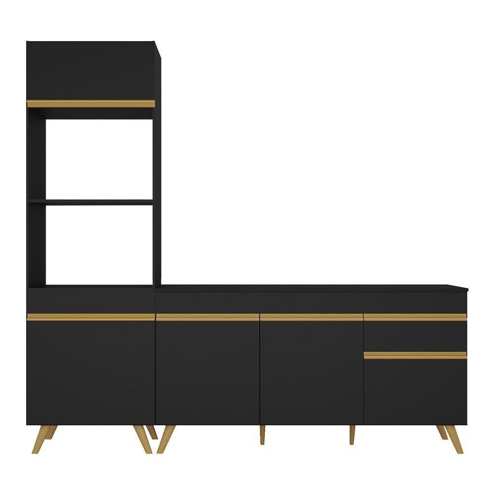 Cozinha Compacta Veneza Gb Mp2078 Com Armário E Balcão Preta - 4