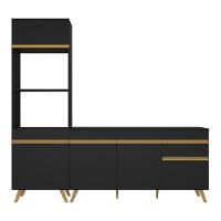 Cozinha Compacta Veneza Gb Mp2078 Com Armário E Balcão Preta