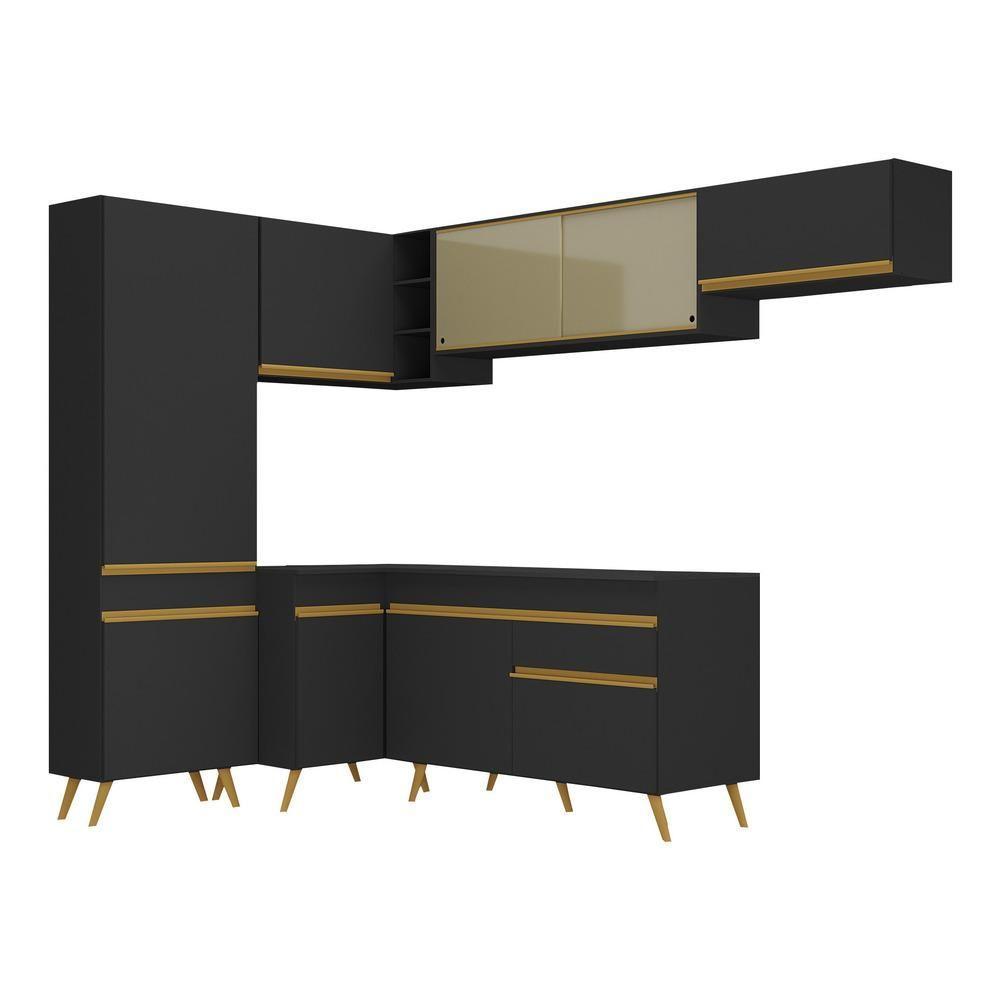 Cozinha Completa De Canto Veneza Gb Mp2052 Com Armário E Balcão Preta - 2