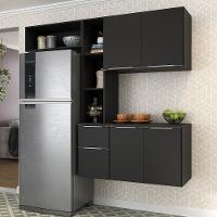 Cozinha Compacta com Armário e Balcão Multimóveis Preta - 1