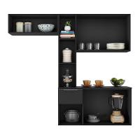 Cozinha Compacta com Armário e Balcão Multimóveis Preta